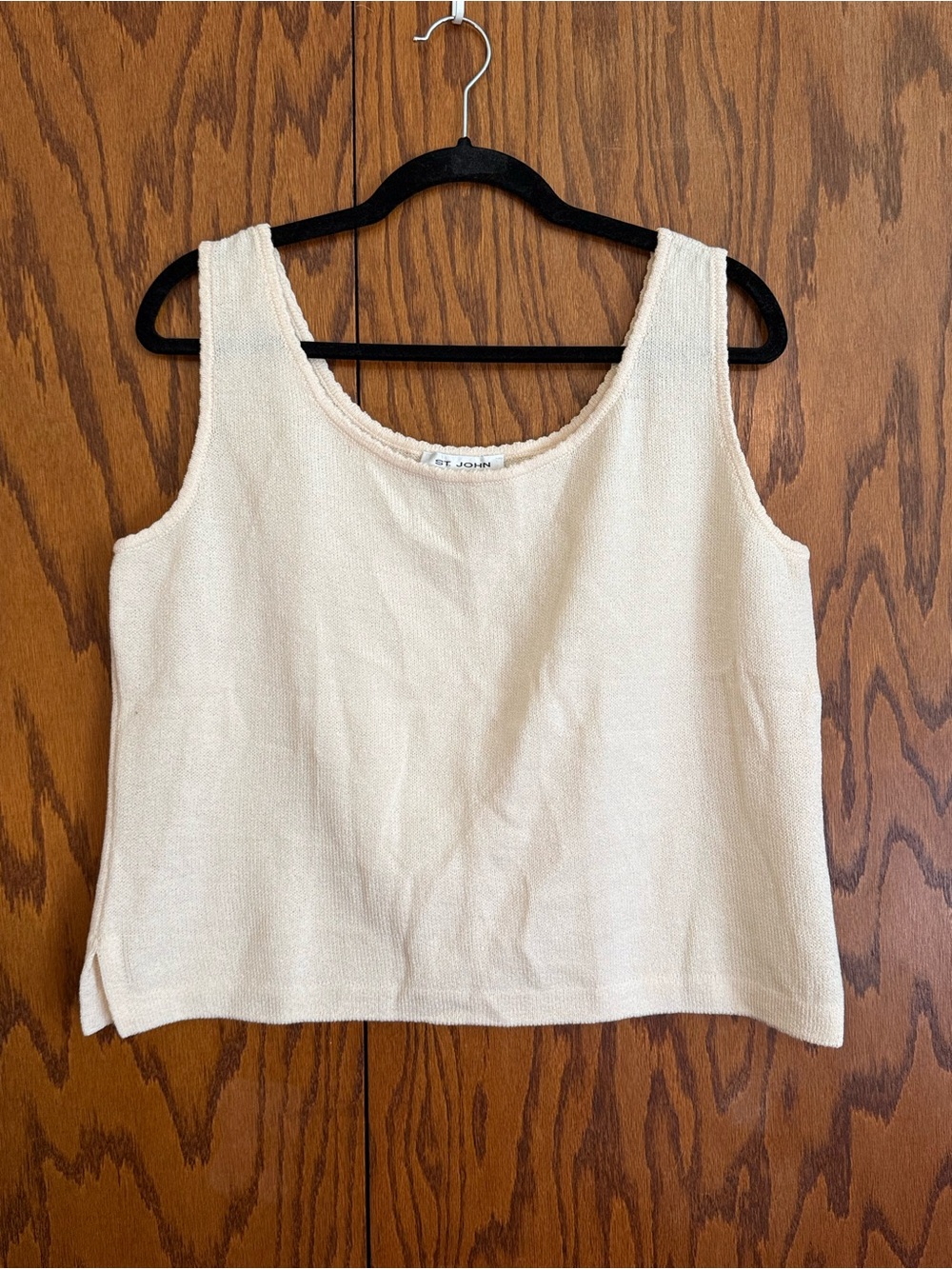St. John Knit Tank Top Sleeveless Cream Designer Shell Small
